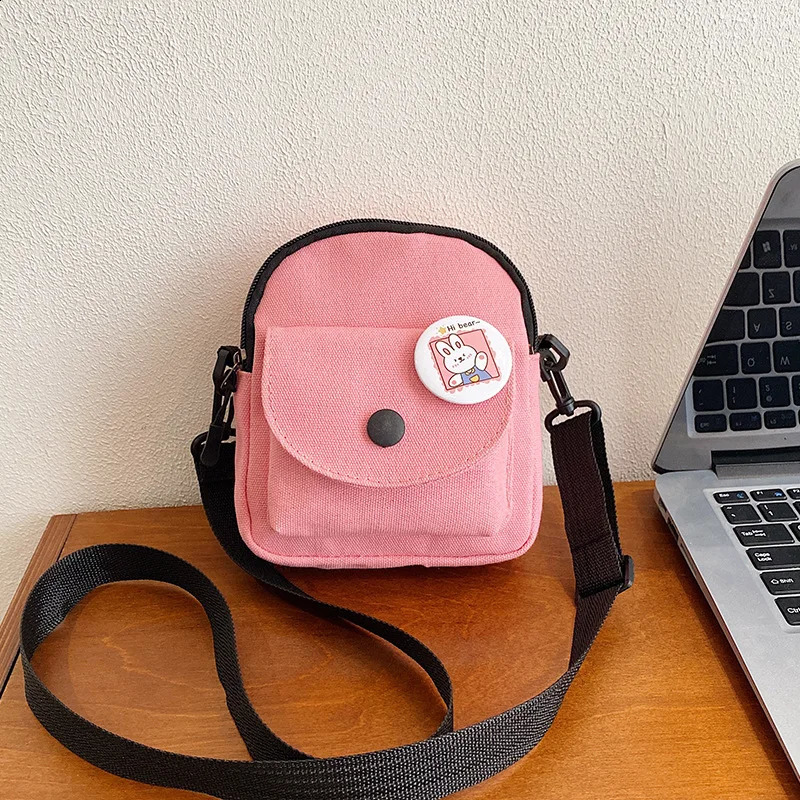Womens bag mini canvas bag Trendy Instagram Korean version phone bag cute student cross body bag 240912