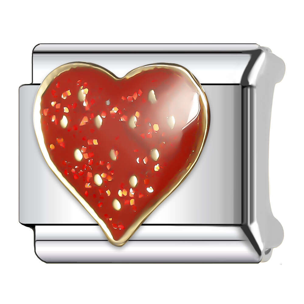 New Women's Gift rainbow heart Bead Italian Charms Links Bangle Beads Fit 9mm Stainless Steel Bracelet Making DIY For Women Fashion Jewelry