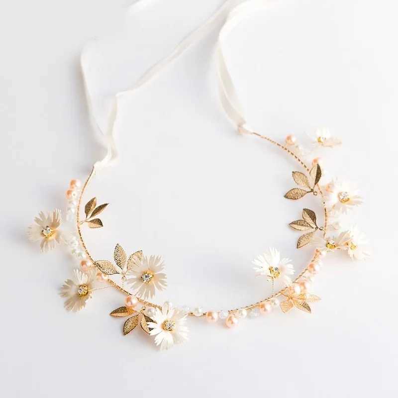 Pearl Flower Chain Hair Band Fairy Headdress Wedding Decoration Chinese Style Brides Hair AccessoriesX240913