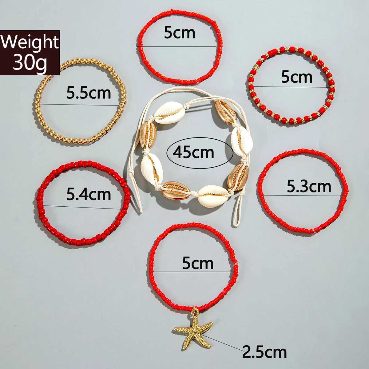 Duo Kona Bohemian Shell Starfish Bracelet Set Womens Beach Meat Multi Layer Bracelet Jewelry Party 7 Pieces/Set 25134 W240913