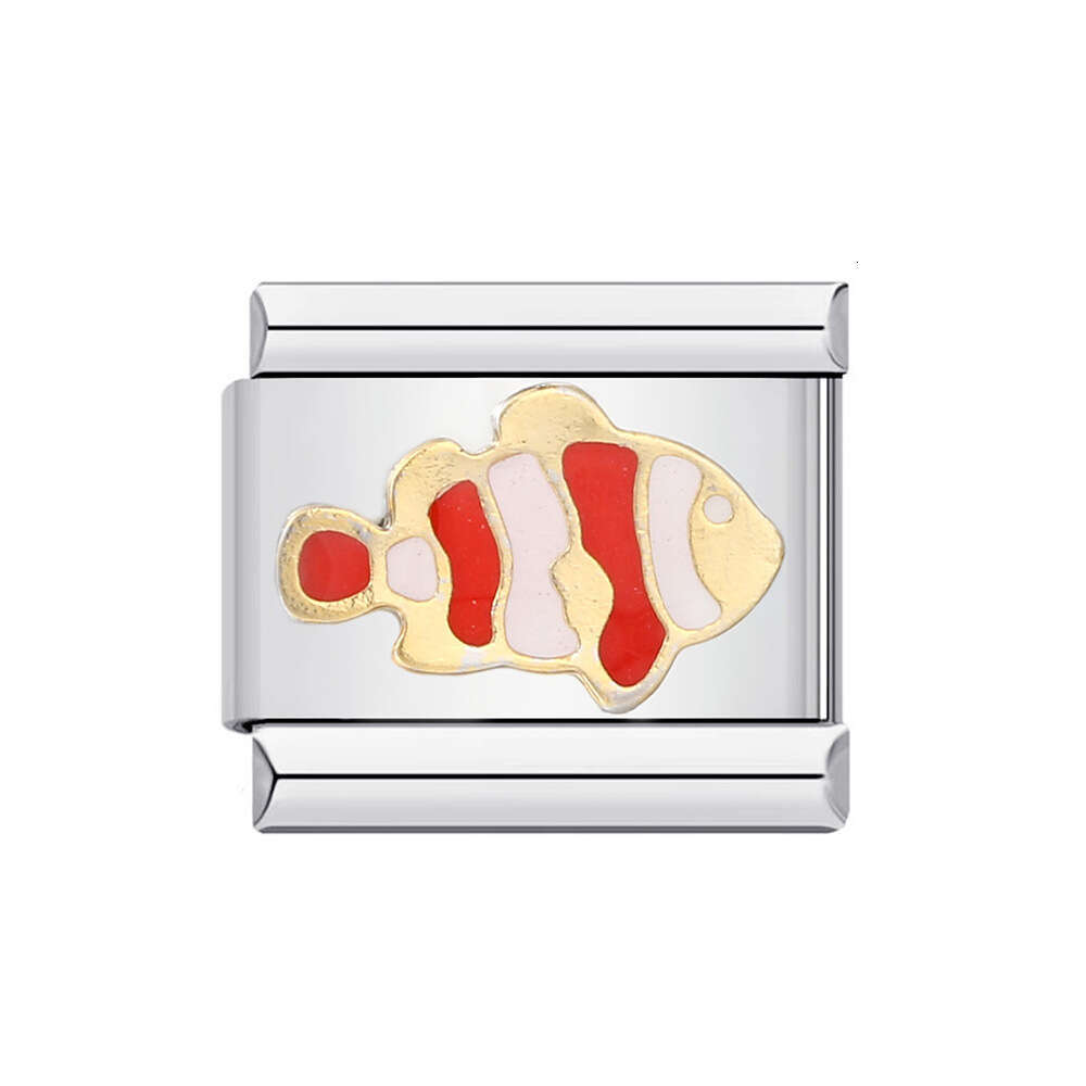 Hot Sell Cute Pet Series Titanium Welding Enamel Cartoon DIY Bead Bracelet Italian Charm Links Stainless Steel Fit 9Mm Jewelry Making Gifts