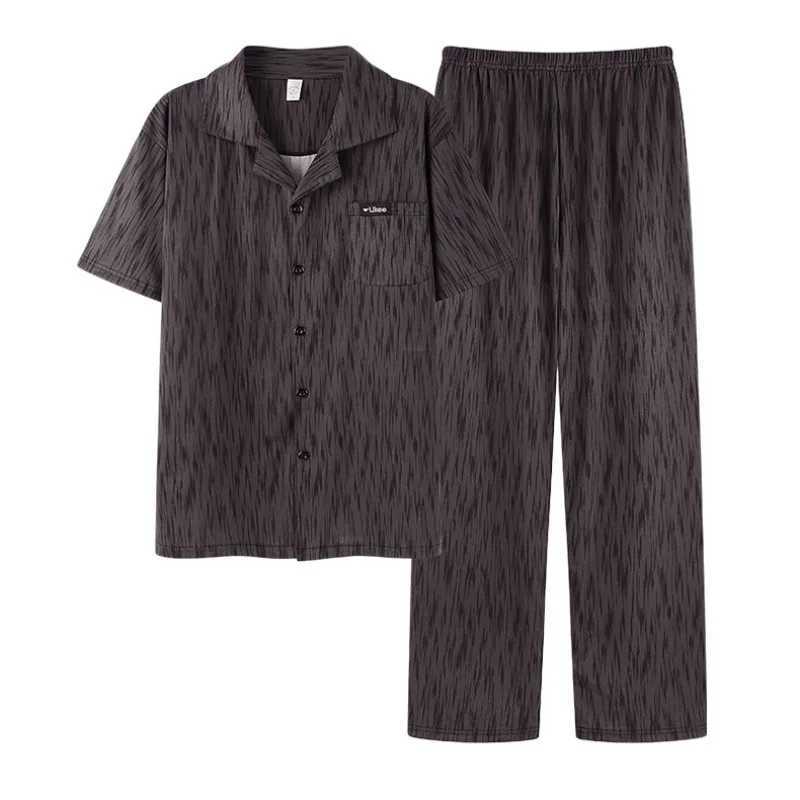 110KG Plus Size Men Imitation Cotton Pajamas Set 2 Piece Button Down Sleepwear Long Pants Loungewear with Pockets Home Clothes Y240913