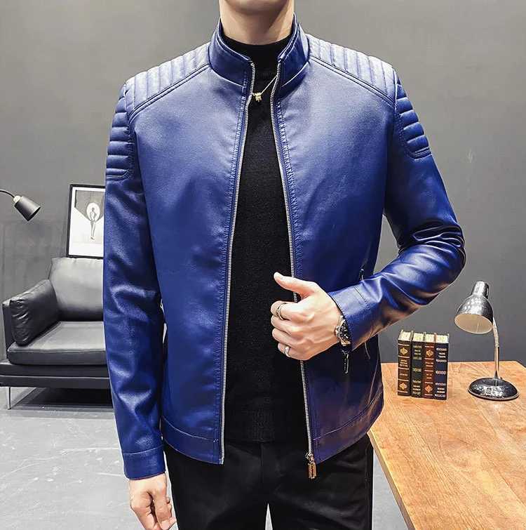 2023 Men Casual Jacket Korean Version of The Trend of Slim Handsome Youth Spring and Autumn Motorcycle Jacket Leather Coat MenX240913