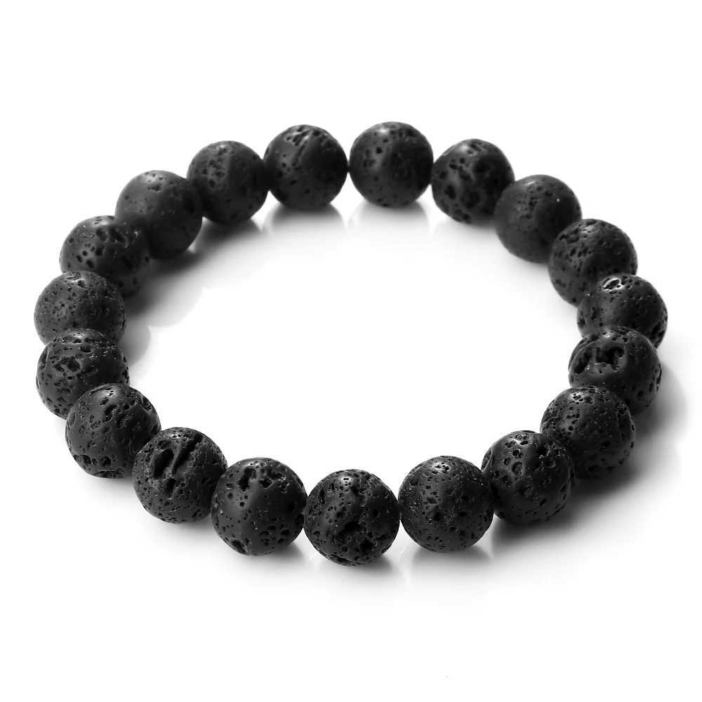 6/8/10mm Bead Elastic Bracelet for Men Natural Volcanic Lava Stone Charm Bracelet Energy Yoga Meditation Jewelry W240913