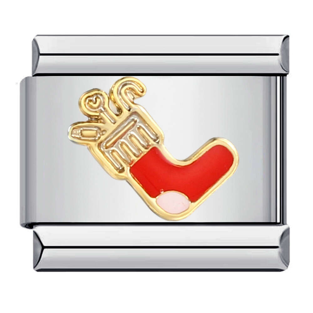 Party DIY Titanium Steel Gold Plated Drip Oil Welding Pattern Italian Module Bracelet Charm Links Stainless Fit 9Mm Jewelry Making Gifts