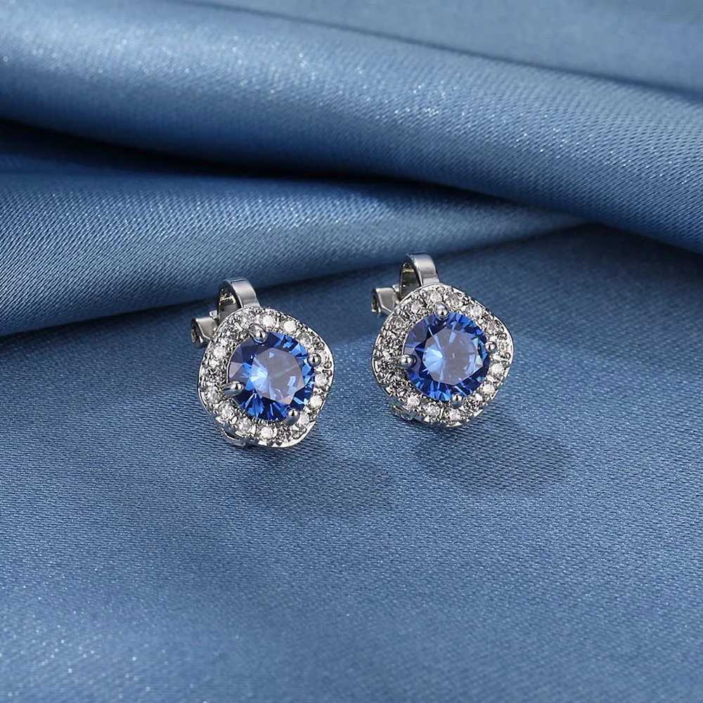 Cute Small Blue Square Cubic Zirconia Clip Earrings Non Pierced Ear Jewelry For Women Bridal Party Gift Boucle DOreilleX240913