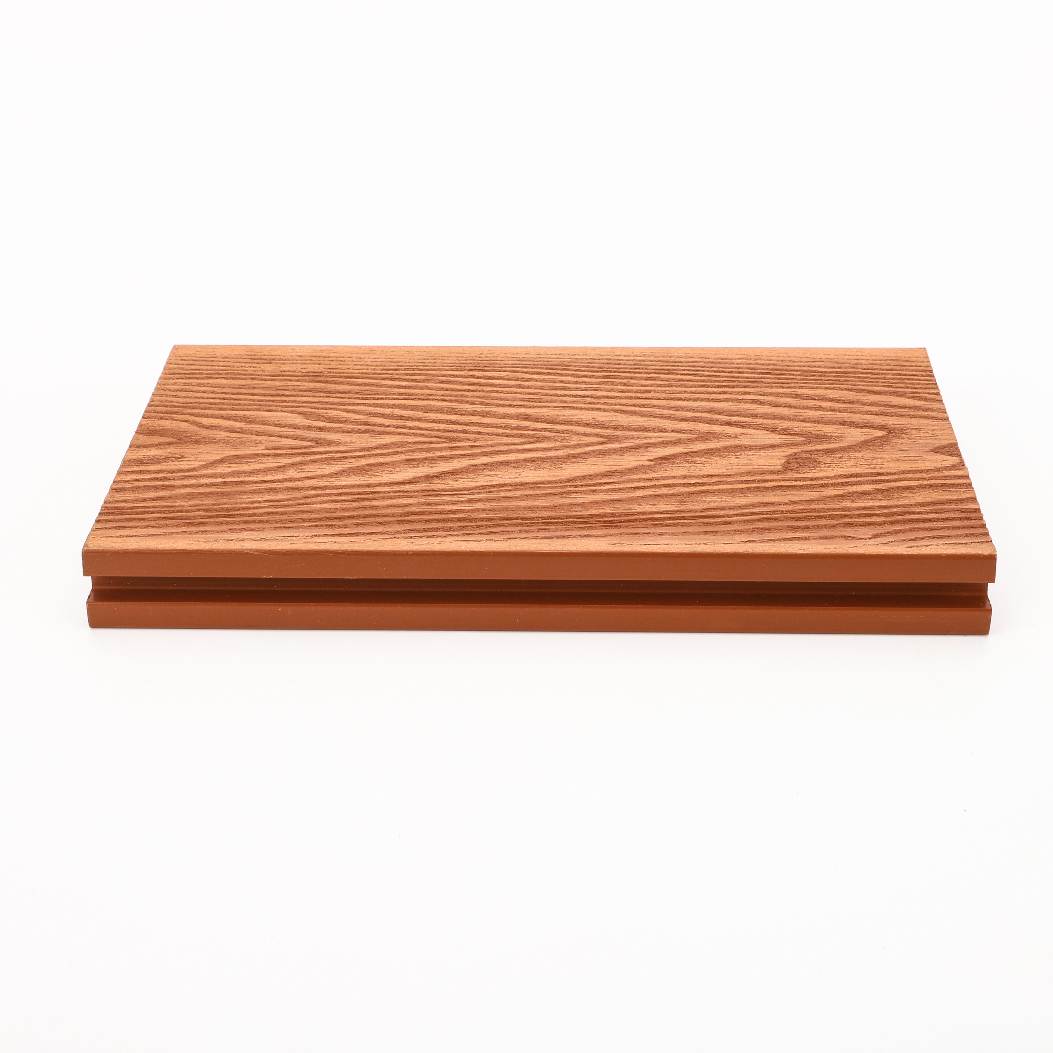 Waterproof Wood Plastic Outdoor Floor Tiles in Red Teak - 3D Embossed Design