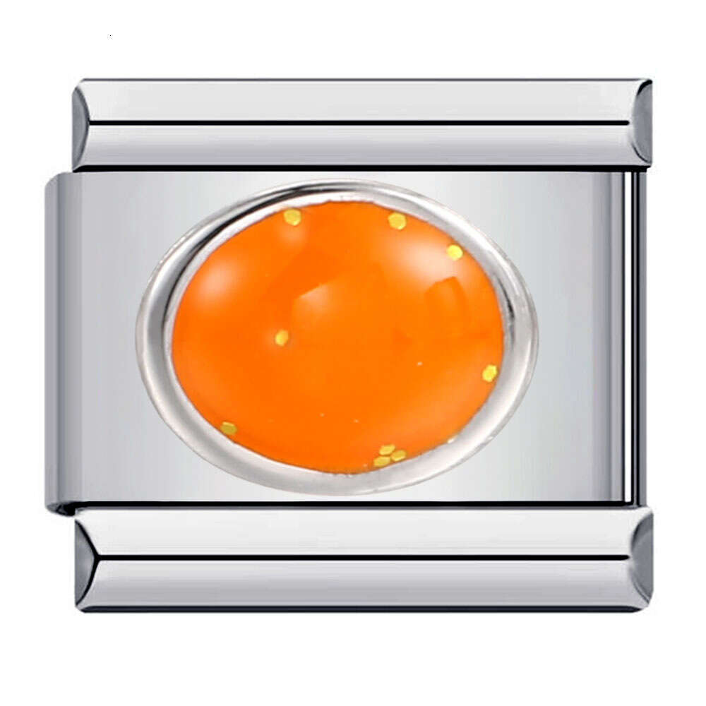 Stainless Steel Elliptical Stamping Pattern Color Drip Oil DIY Module Bracelet Italian Charm bracelets