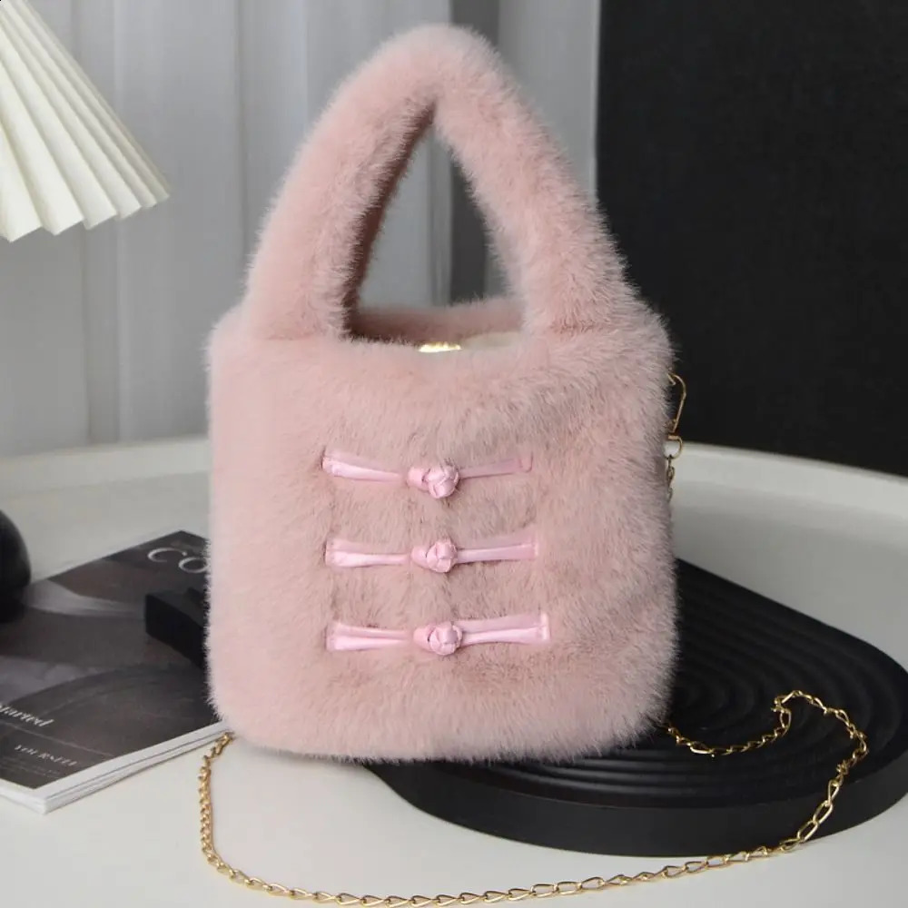 Chinese style plush shoulder bag large capacity light weight cross body bag 240912