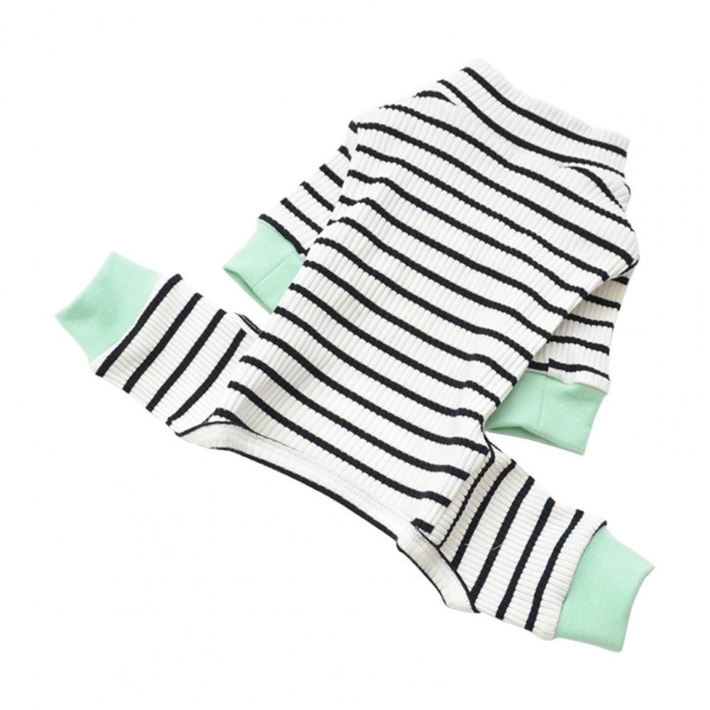 Dogs Pajamas Costume Pet Romper Striped Pattern Contrast Color Fabric Close Fitting Kitten for Winter