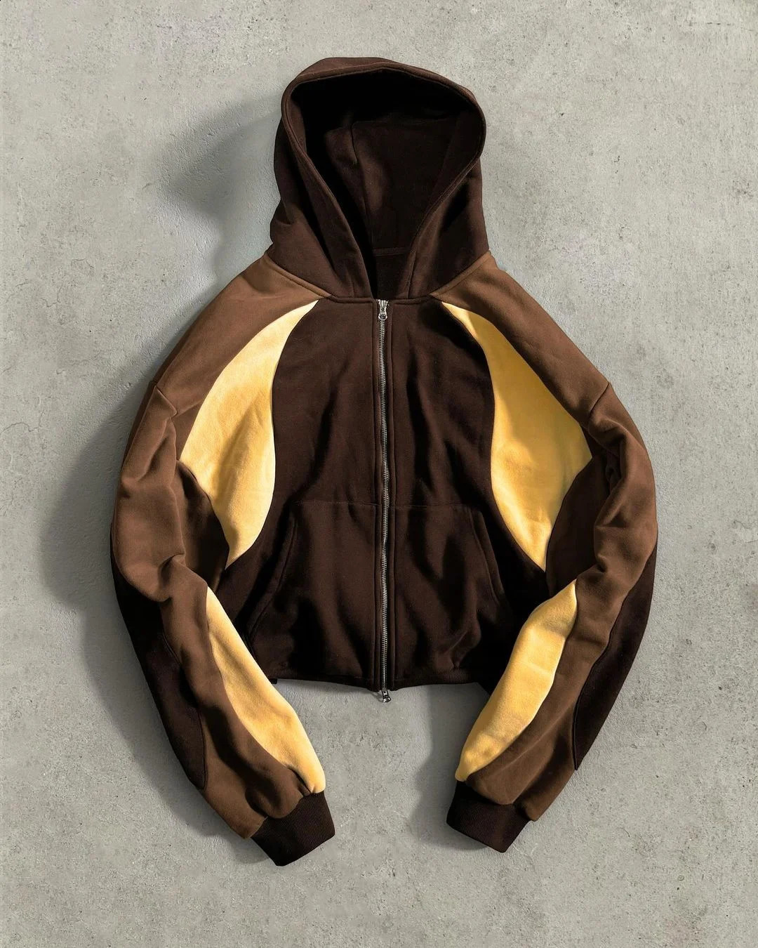 Irregular splicing foam print retro zipper hooded sweatshirt trendy casual loose simple couple cardigan niche n jacket 240912