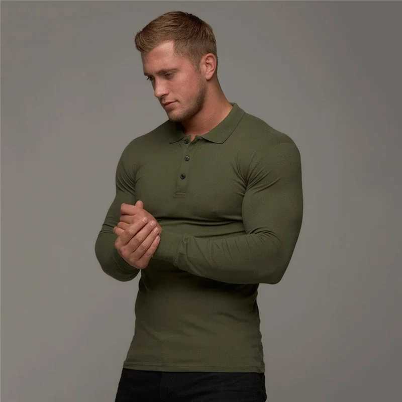 New polo shirt mens casual fashion breathable cotton polo T-shirt mens business long sleeved high-quality polo shirt mens W240913