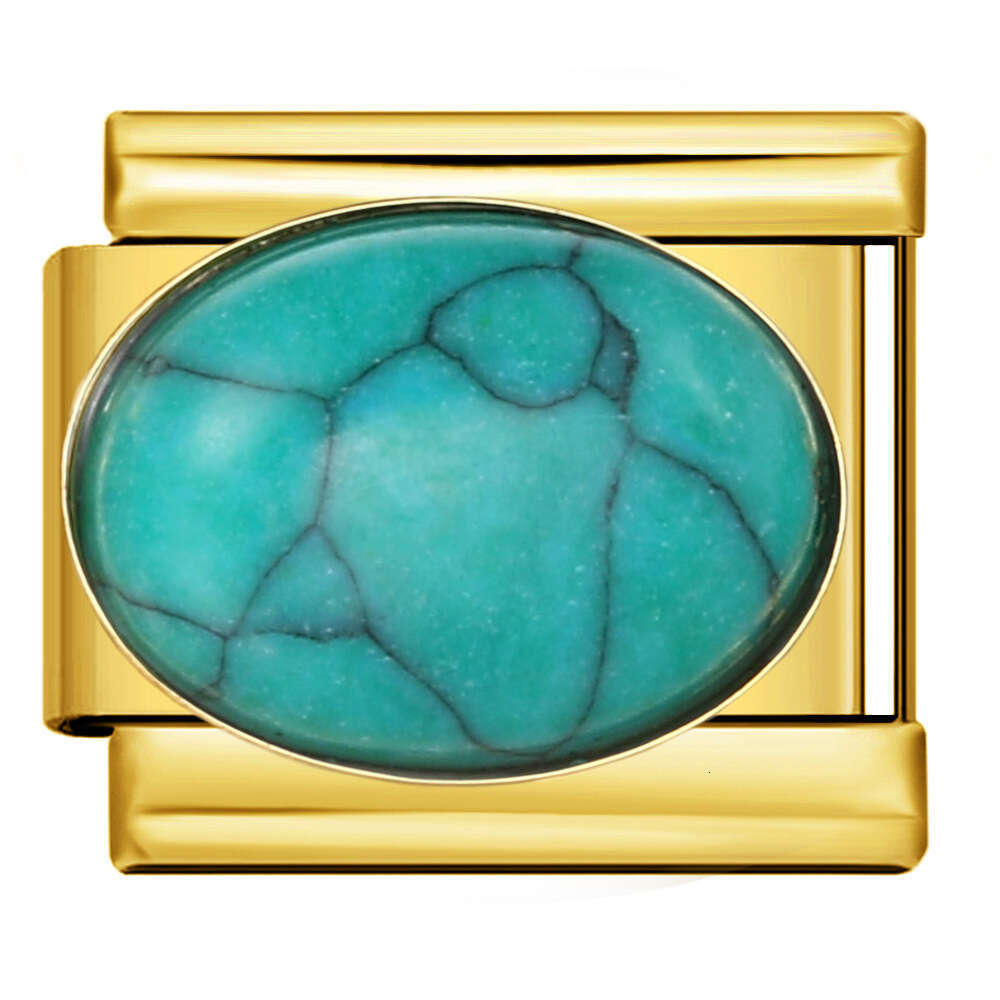 Stainless Steel Welding Elliptical Colored Stone DIY Elastic Bracelet Accessories Italian Charm Links Stainless Steel Fit 9mm Bracelet Jewelry DIY Mak