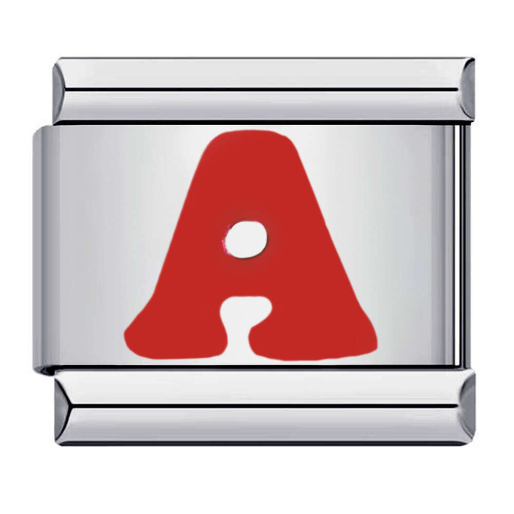 New Titanium Steel Red English Letter DIY Beads Italian Charm Bracelet Italian Charm Links Fit 9Mm Bracelet Jewelry DIY Making Gifts