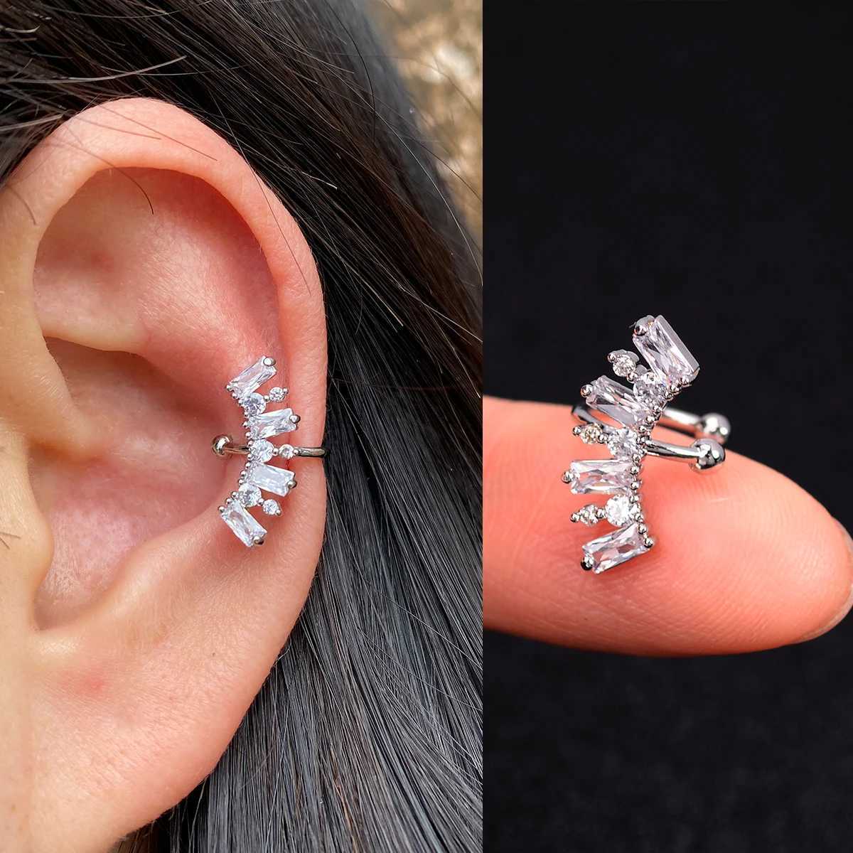 1PC Simple Star Flower Shape Zircon Ear Cuff Women Charming Crystal Clip on Earrings Earcuff Without Piercing Earrings JewelryX240913