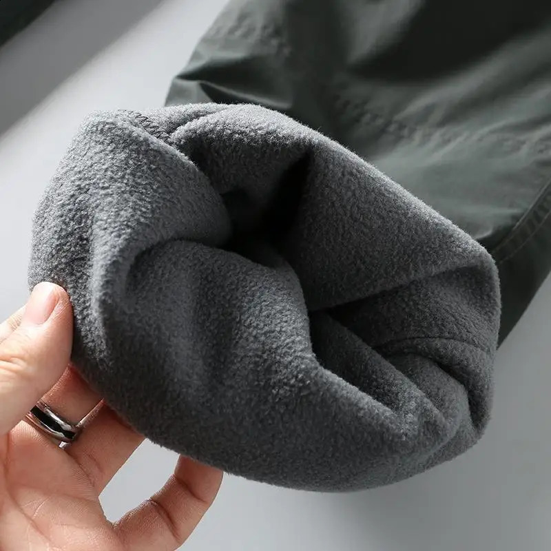S-6XL Tooling Pants Thick Waterproof Fleece Cargo Pants Men Women Winter Outdoor Multi-pockets Loose Straight Overall Trousers 240912