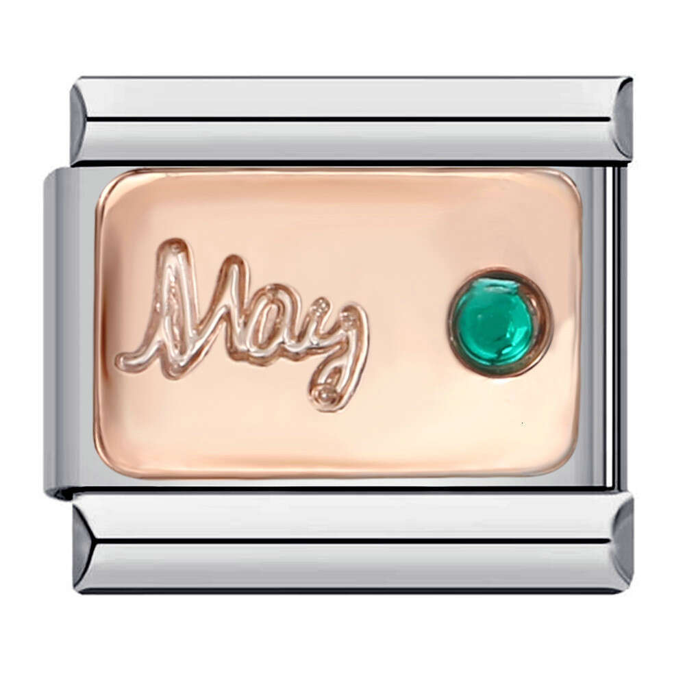 Fashion Color 12 Birthday Stone Italian Module Stainless Steel Micro Inlaid Zircon DIY Elastic Bracelet Fit 9mm Bracelet Jewelry DIY Making Gifts