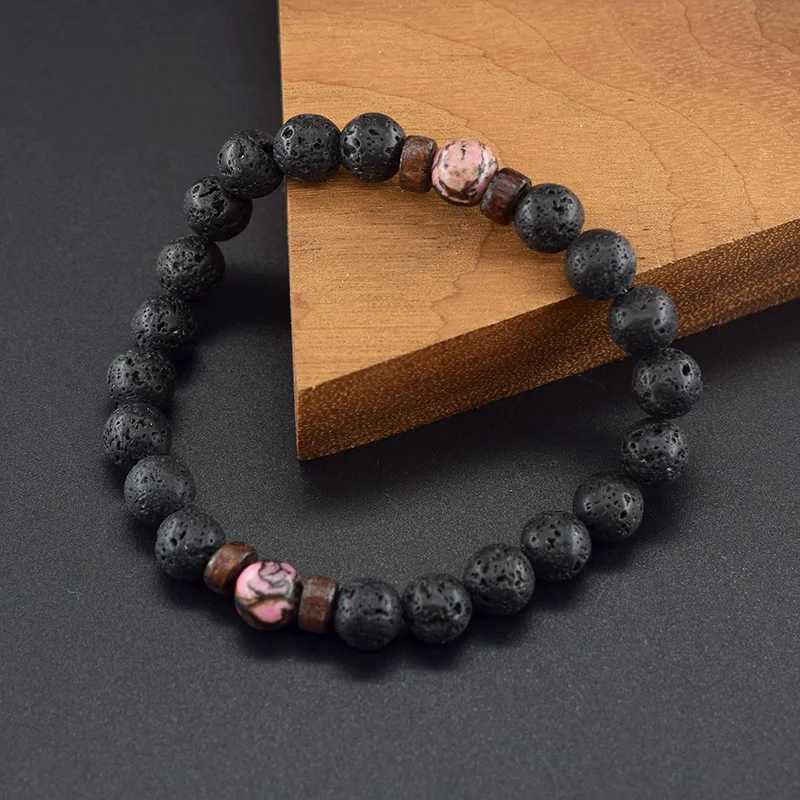 Authentic diamond bead bracelet for men and women natural energy volcanic stone bead elastic wrist bracelet yoga therapy gemstone jewelry W240913
