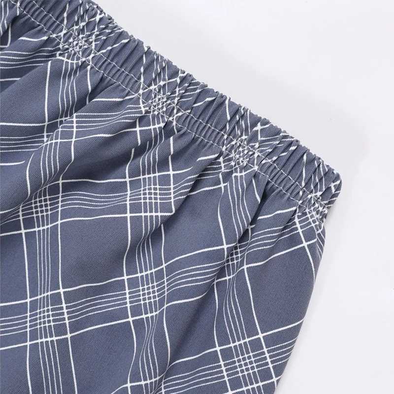 Mens Pajamas Spring Fall and Winter Plaid Printed Long-Sleeved Casual Home Wear Sleepwear 2 Piece Set Big Size Soft Loungewear Y240913