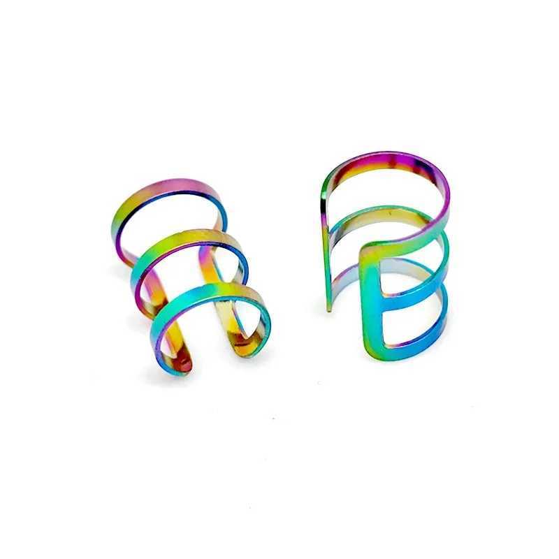 2PC Stainless Steel Fake Piercing Earrings Clips On Ears Unusual Earrings For Teens Male Earrings On Cartilage Earcuff For WomenX240913