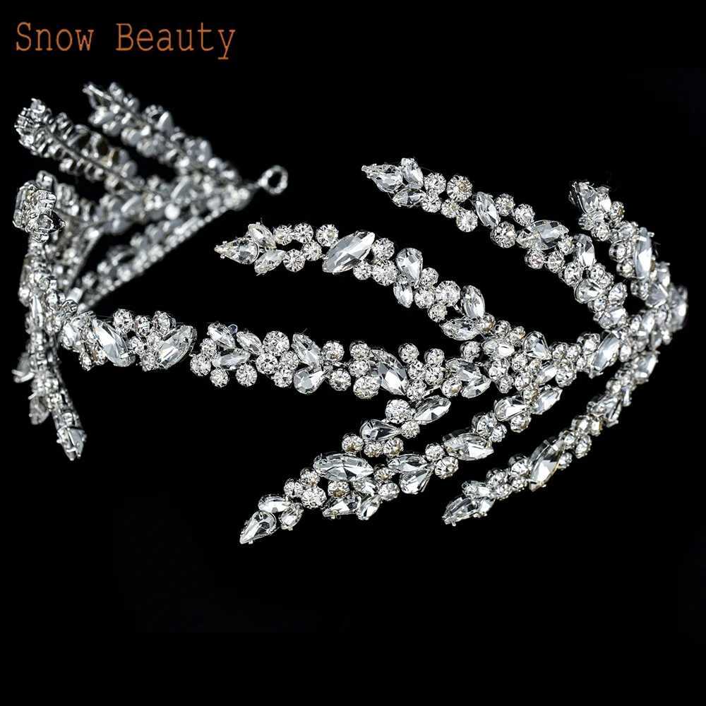 A254 Silver Gold Bride Headband Rhinestone Hair Jewelry for Women Tiaras Headpiece Crystal Wedding Headdress Bridal HeadwearX240913