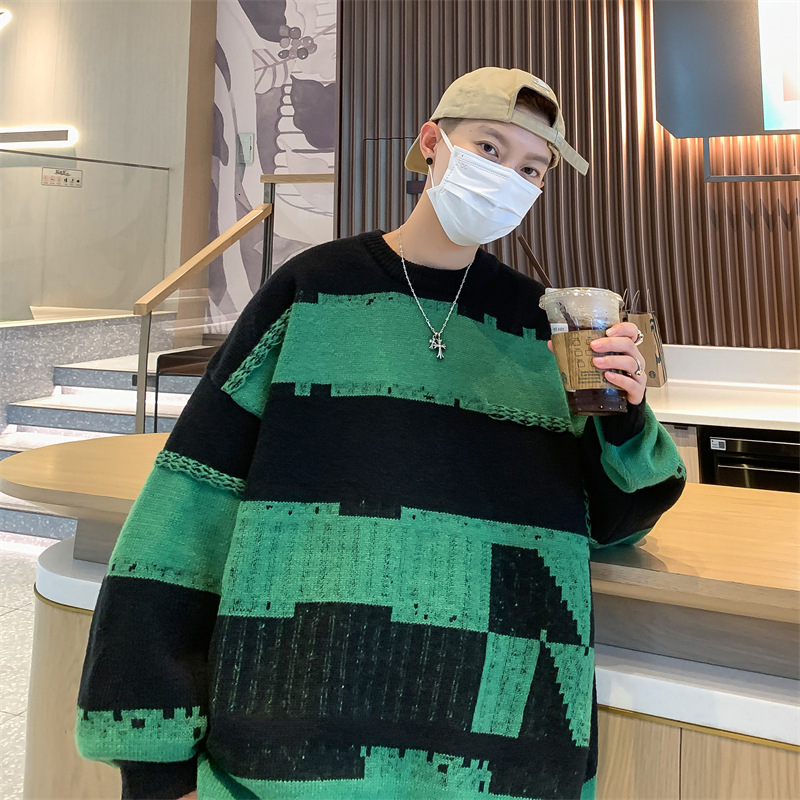 Men Sweaters Sweater Japanese Lazy Retro Mens Autumn Winter Vintage Coat Trendy Brand Knitted Sweater Mens crew neck sweater