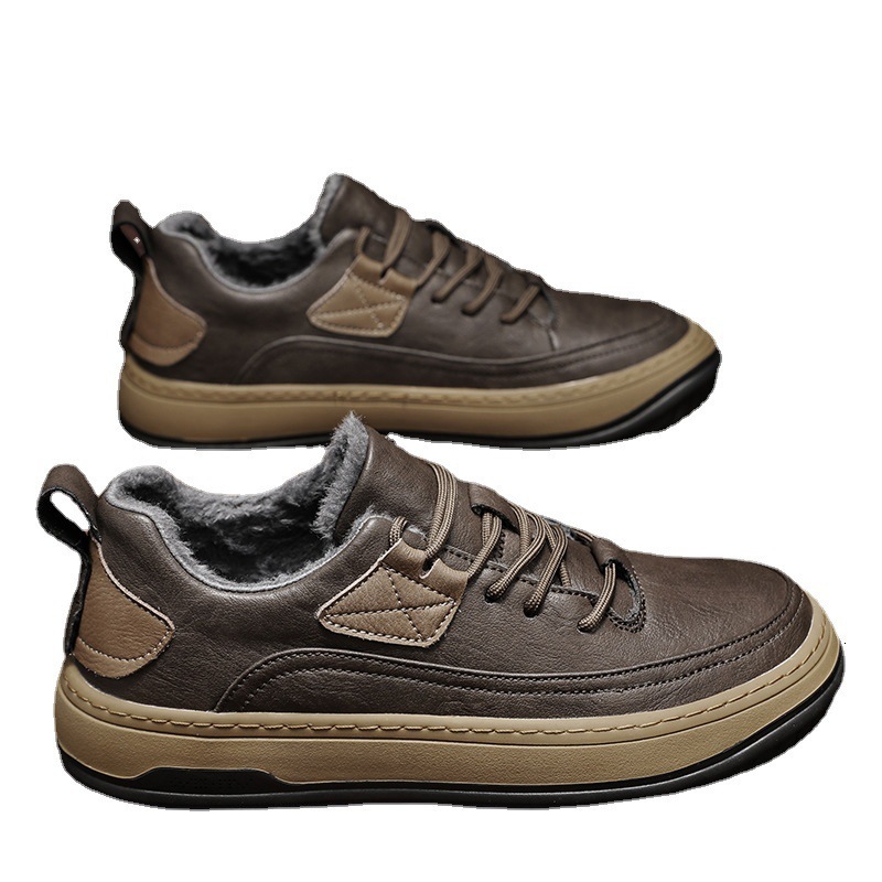 Fashionable trendy outdoor casual board men in autumn and winter, new cotton shoes for students with plush insulation, sports sneakers
