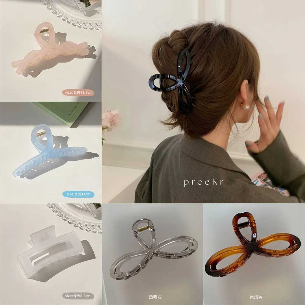 Fashion Multicolor Bowknot Hair Claw Simple Frosted Plastic Shark Hairclip for Women Girls Makeup Bath Ponytail Hairpin GiftX240912