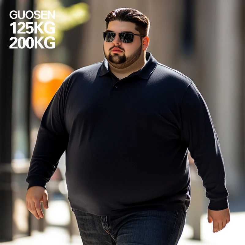 Polo man size 7XL 8XL 9XL 10XL 11XL Plus obesity 140kg 150kg 160kg 170kg long sleeved T-shirt oversized mens clothing W240913