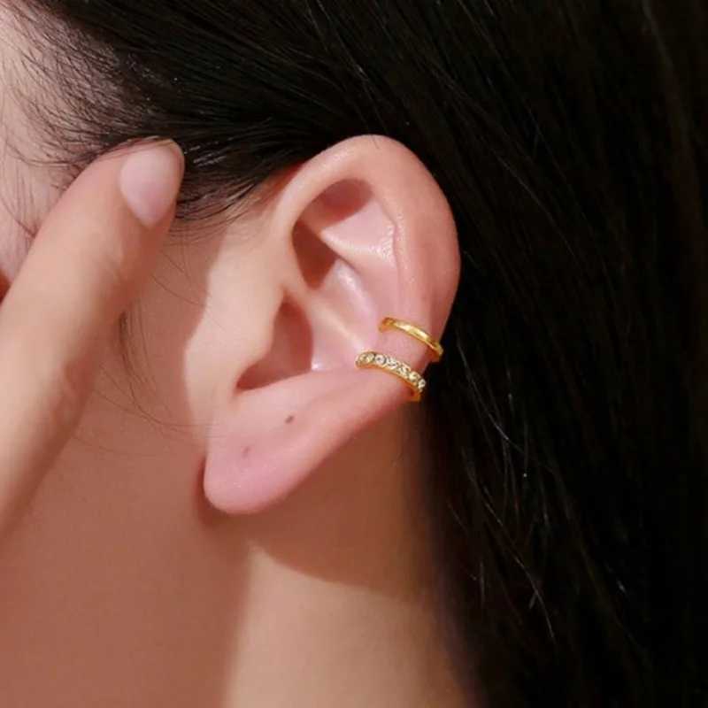 Double-Layered U-Shaped Ear Clip European And American Simple Diamond Ear Clip Suitable for womens non perforated earringsX240913