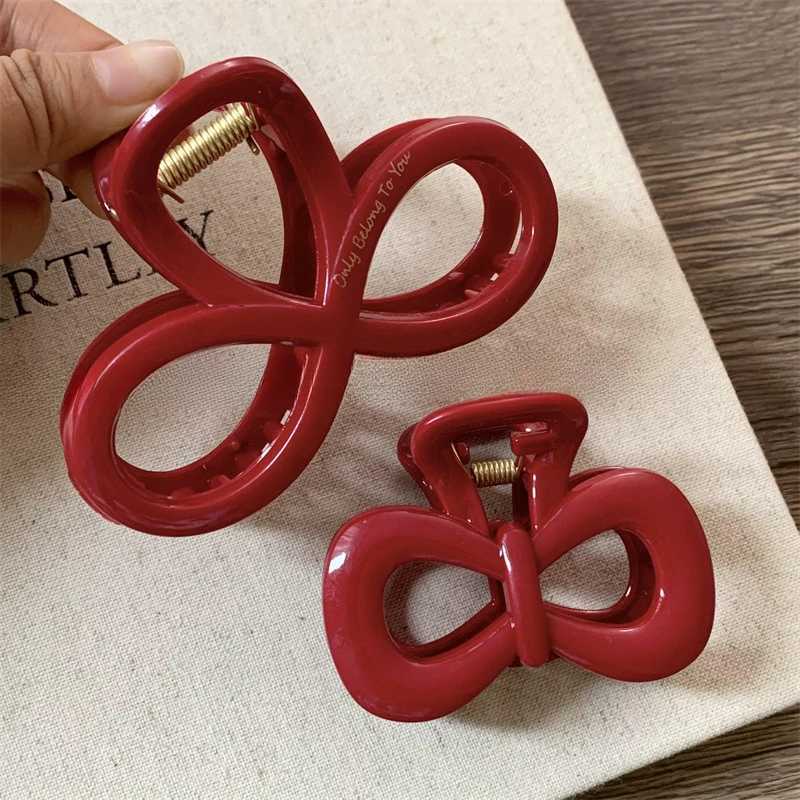 French Red Collection! Large Grip Letters Gold Label Back Head Updo Shark Clip Hair Accessories Headwear Hairpin Hair ClawX2409