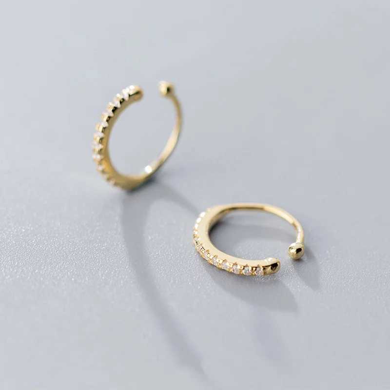 RYJU 925 Sterling Silver Shiny CZ Clip Earrings Ear Cuff for Women Without Piercing Earring Jewelry Minimalist AccessoriesX240913