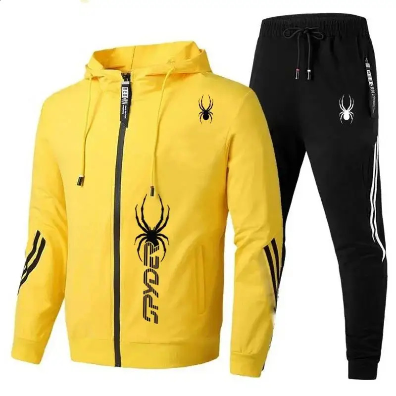 2024 Spring Autumn Mens Sportswear Set Zipper JacketPants 2-piece for Fashion Casual Jogging Suit 240913