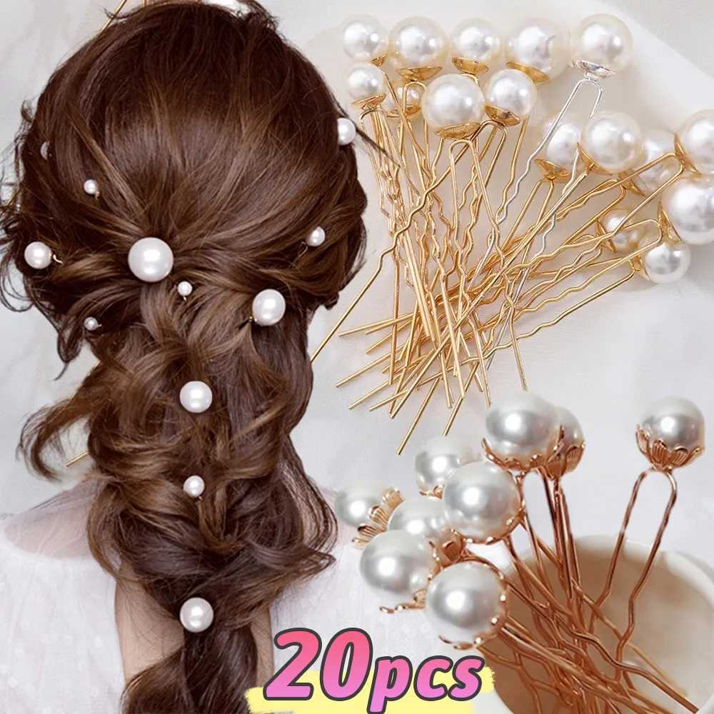 20pcs Pearl Crystal Hairpin Elegant Wedding Bridal U-shaped Metal Hair Comb Forks for Women Hairstyle Clips Jewelry AccessoriesX240913