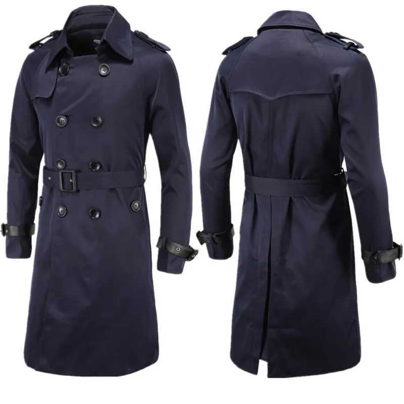 Wholesale of New Mens Clothing for Autumn Boutique European and American Long Fitting Double Breasted Windbreaker Mens Coat Y240913