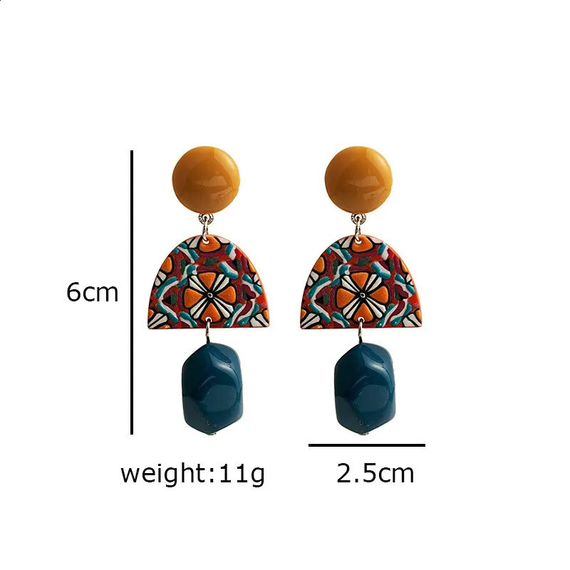 Colorful Geometric Resin Earrings Simple n Orange Bead Semicircle Drop Dangle for Women Girl Party Jewelry 240906
