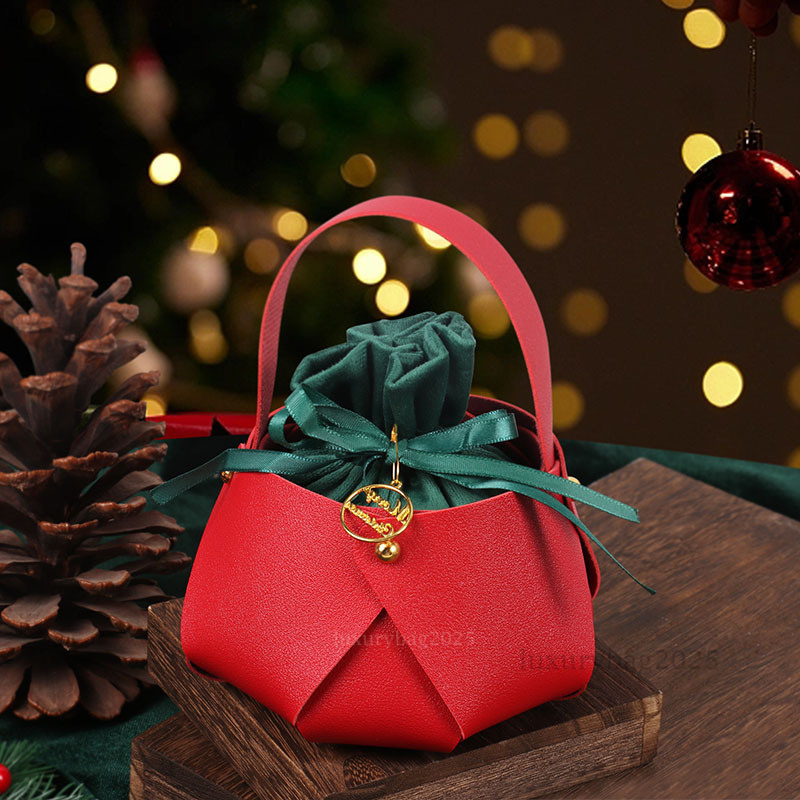 2025 Christmas Gift Children Bag Christmas Gift bag Diy leather flannelette Candy Apple bag Snowman Tote bag Chrismas Decorations Navidad Arboles (5pc