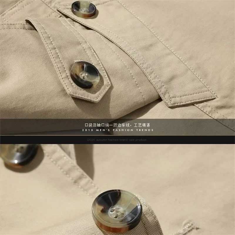 Mens Business Windbreaker Solid Casual Long Jackets Men Cotton Trench Coats Spring Autumn Fashion Male Suit Streetwear Blazers Y240913