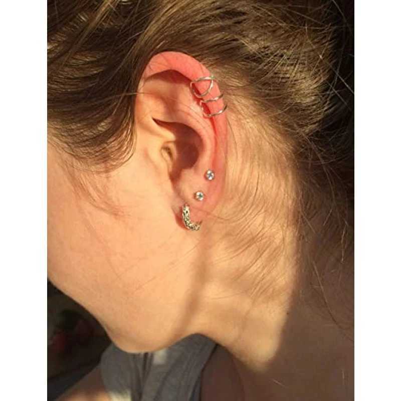 2-4pcs Stainless Steel Black Ear Criss Cross Double Lines Adjustable Ear Cuff Earrings Non-Piercing Fake Cartilage Clip On WomenX240913