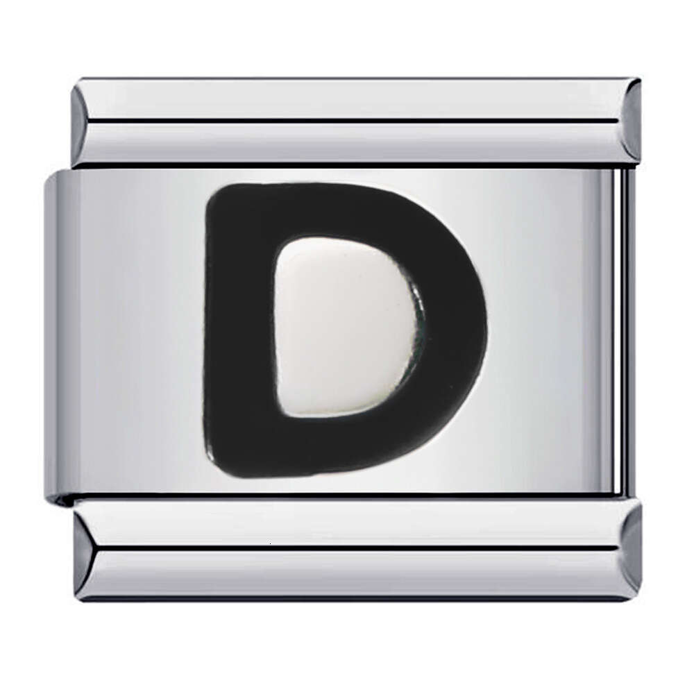 New Titanium Steel Black English Letter DIY Beads Italian Charm Bracelet Italian Charm Links Fit 9Mm Bracelet Jewelry DIY Making Gifts