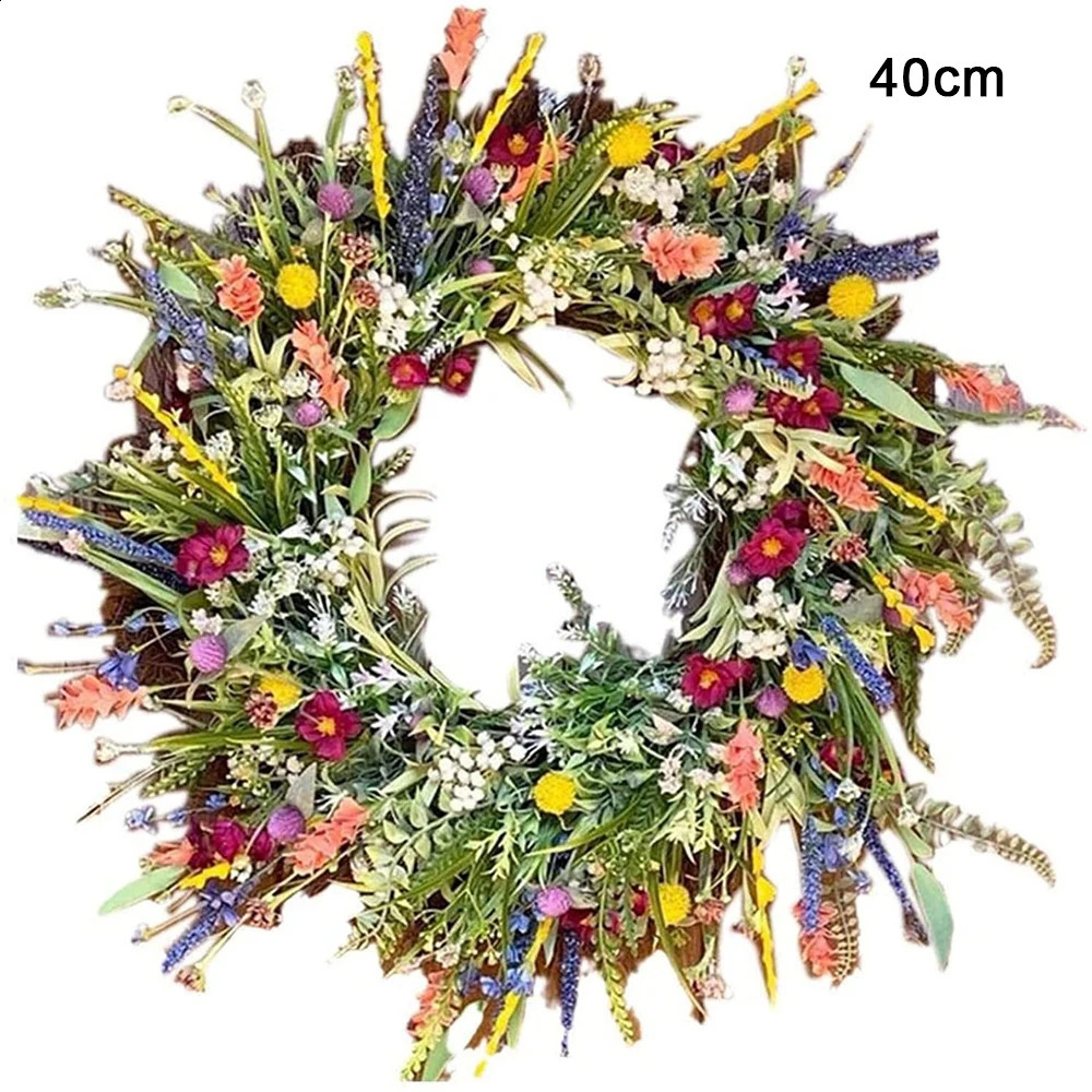 Colorful artificial flower wreath hanging decoration for spring/summer front door loop simulation flower wreath decoration for Windows decoration FU 2