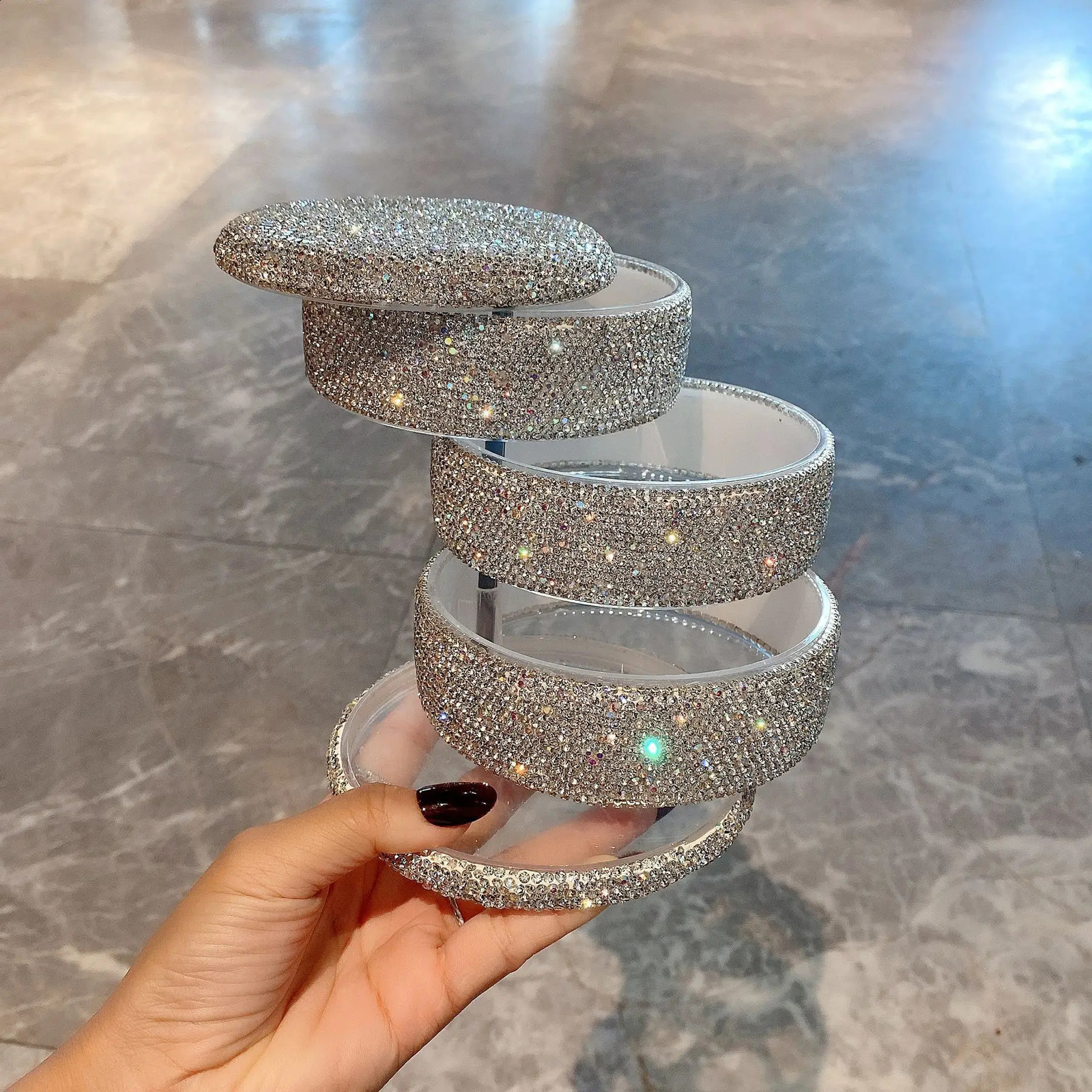 Luxury Sparkling Rotating Jewelry Box Multi-Function Earring Ring Storage Box with Cover Makeup Organizer 3 Layers 240910