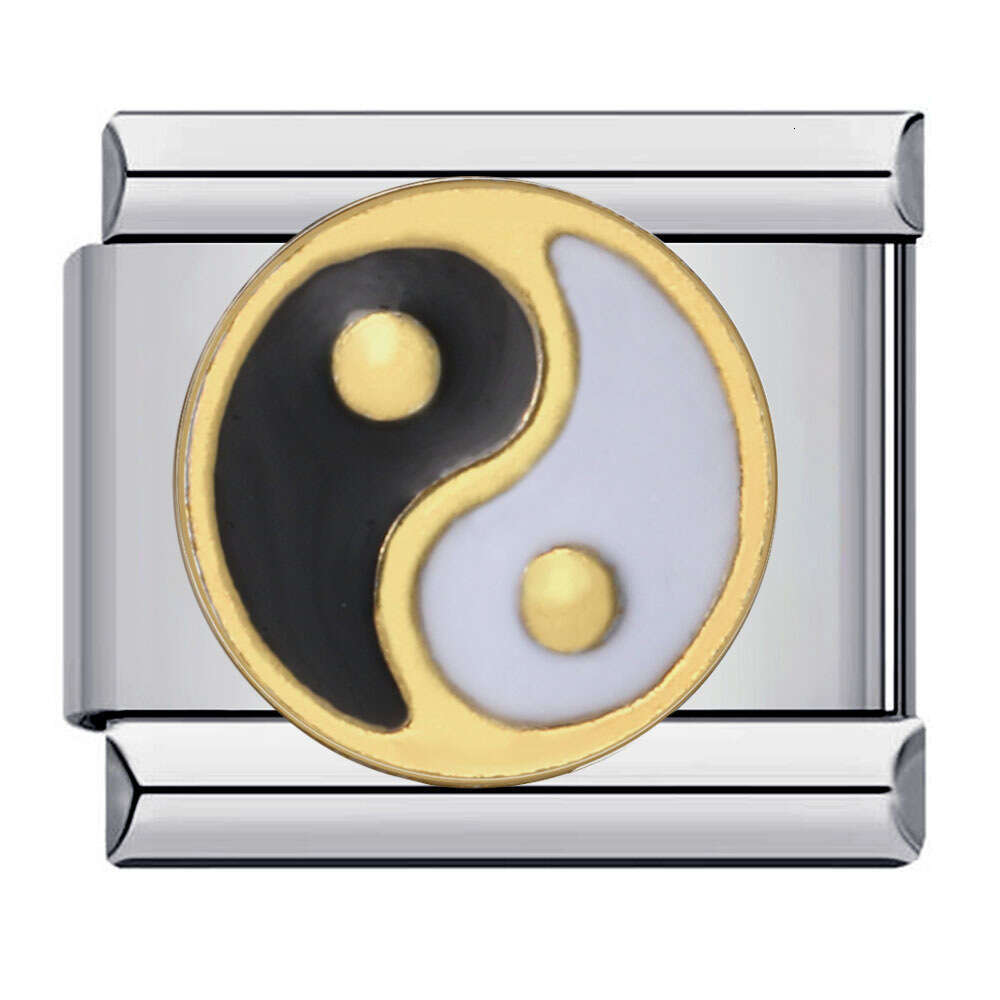 New Stainless Steel Welding Pattern Gold-Plated Enamel Wristband Cartoon DIY Italian Bracelet Charm Links Stainless Steel Fit 9Mm Bracelet Jewelry Mak