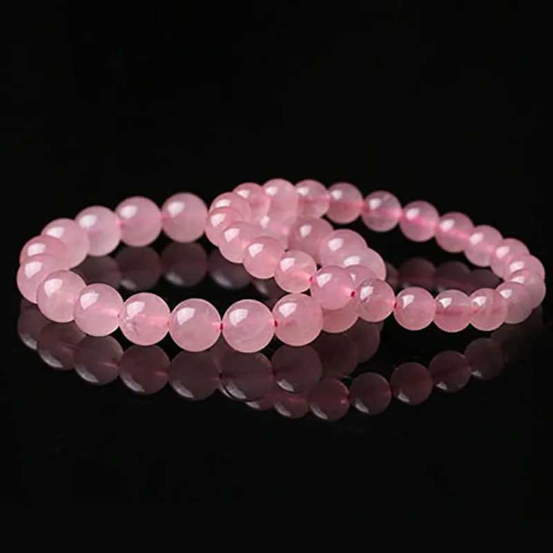 Pink Rose Quartz Crystal Bracelet Natural Stone Chain Bracelet Elastic Rope Pulseras Exquisite Jewelry Gift for Lover 7.5 W240913