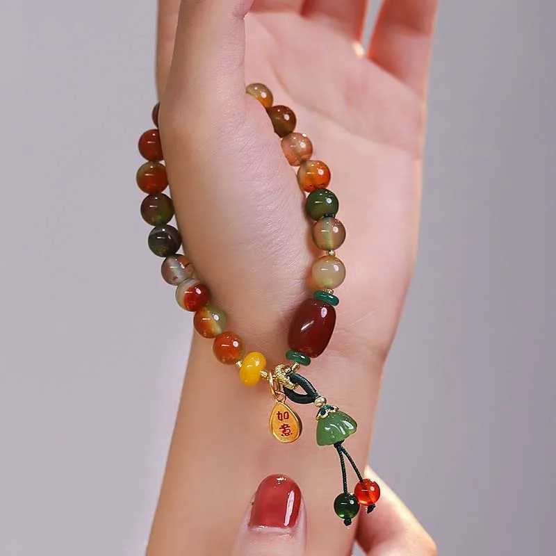 New China style colorful bead bracelet for women retro natural stone ethnic handmade chain bracelet jewelry gift W240913