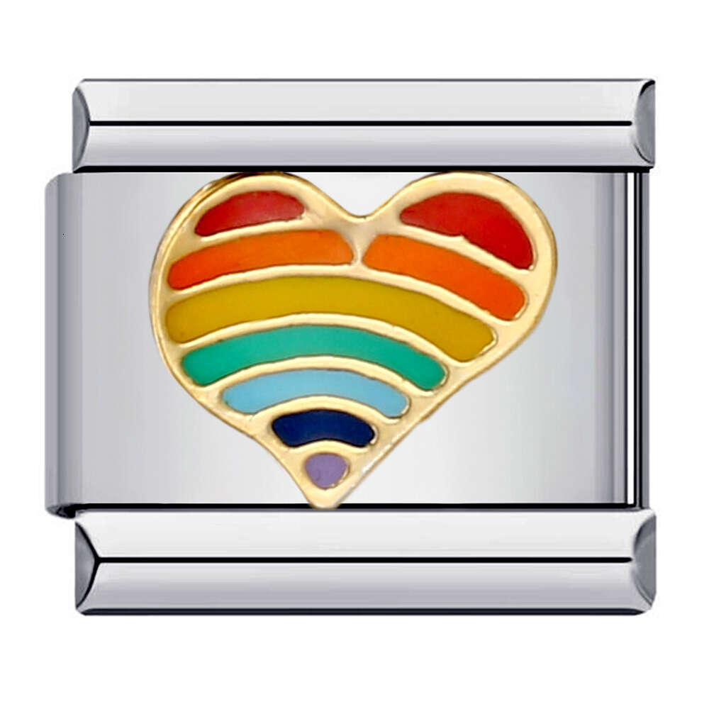 New Titanium Steel Welding Enamel Cartoon DIY Beads Italian Charm Bracelet Italian Charm Links Stainless Steel Fit 9mm Bracelet Jewelry DIY Making Gif