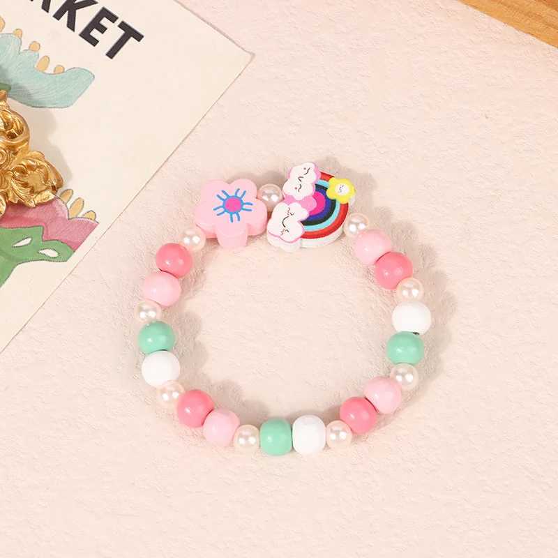 50 cartoon wooden bead bracelets suitable for children girls baby showers guests Pinata fillers birthday party discount gifts W240913