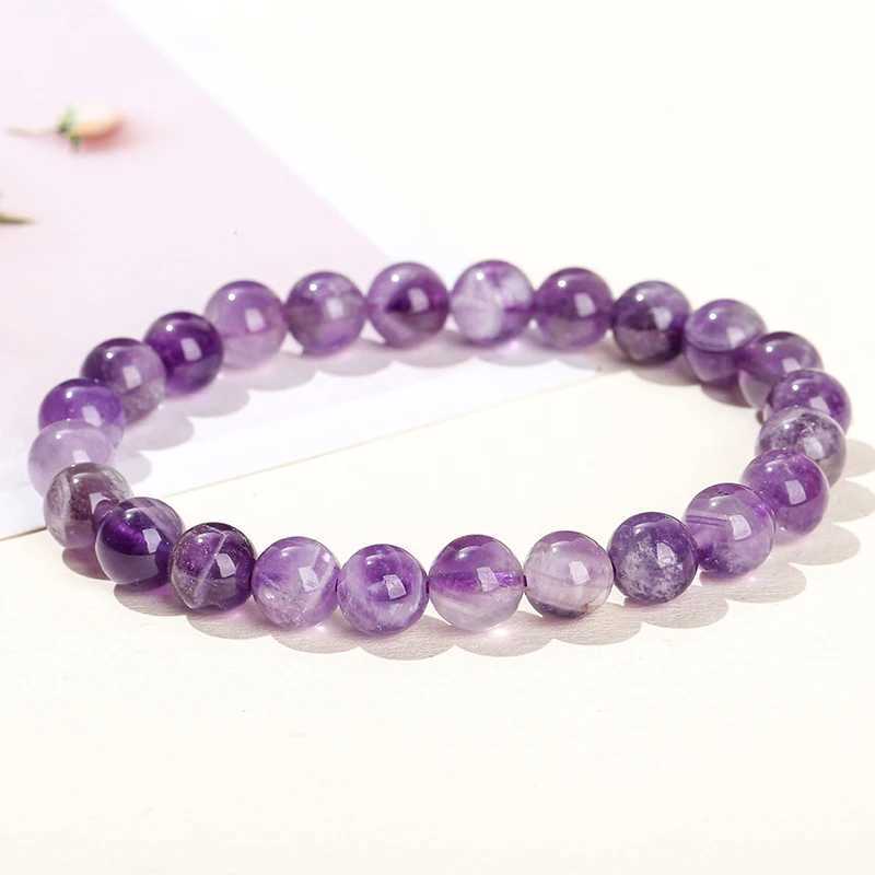 JD Natural Dream Lace Amethyst Stone Bead Bracelet Womens Amethyst Quartz Energy Bead Spiritual Healing Bracelet Jewelry Gift W240913