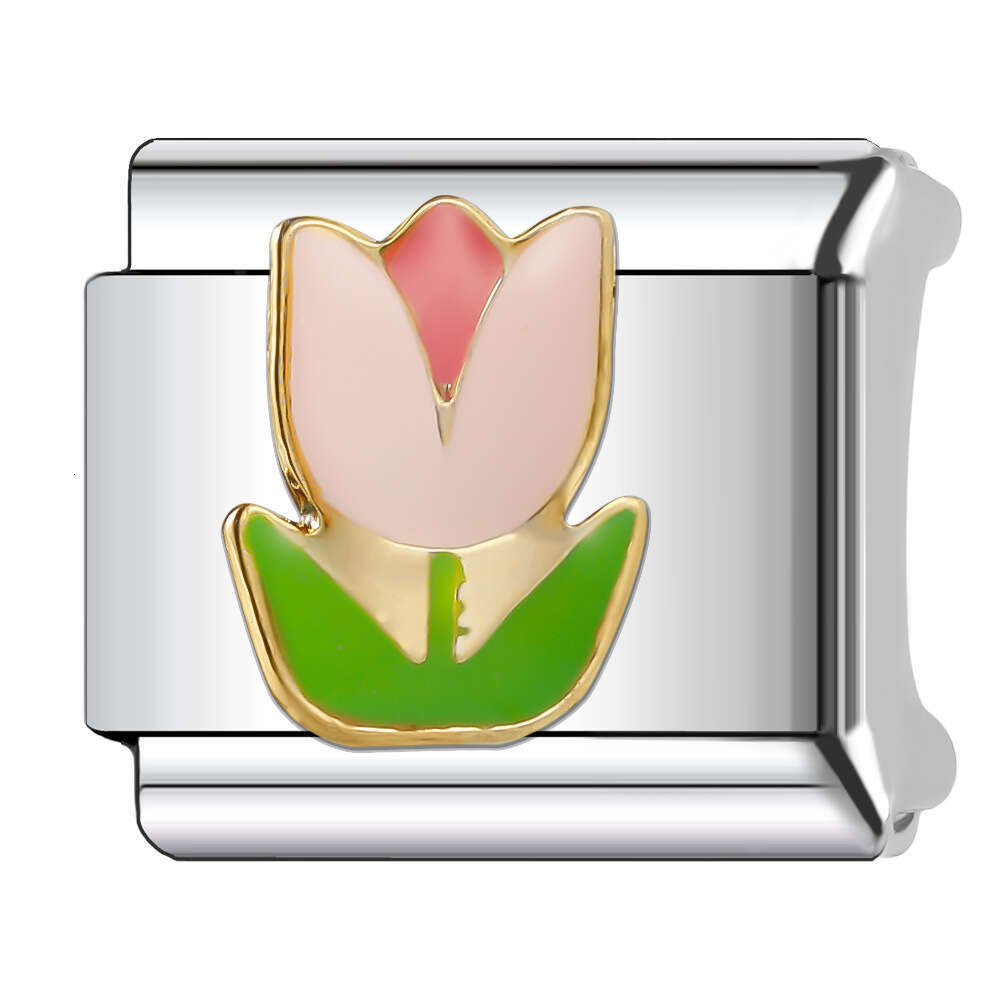 New Women's Gift Romantic Flower Bead Italian Charms Links Bangle Beads Fit 9mm Stainless Steel Bracelet Making DIY For Women Fashion Jewelry