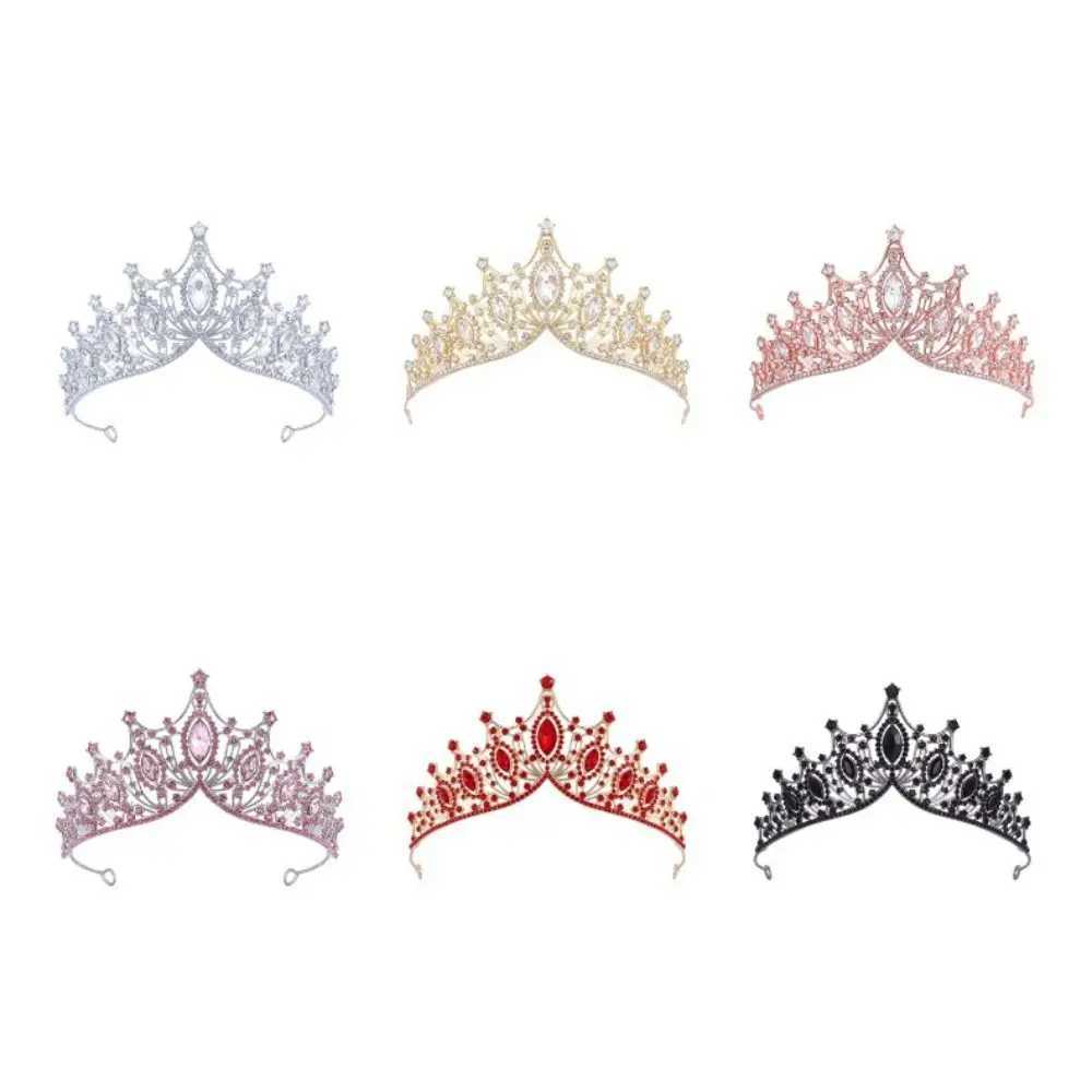 Metal Baroque Crown Temperament Hair Ornaments Shiny Princess Tiara Headwear Bridal Hair Tiara Rhinestone Crown BridalX240913
